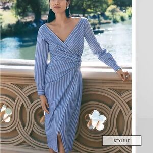 Ann Taylor Blue and White Wrap Dress